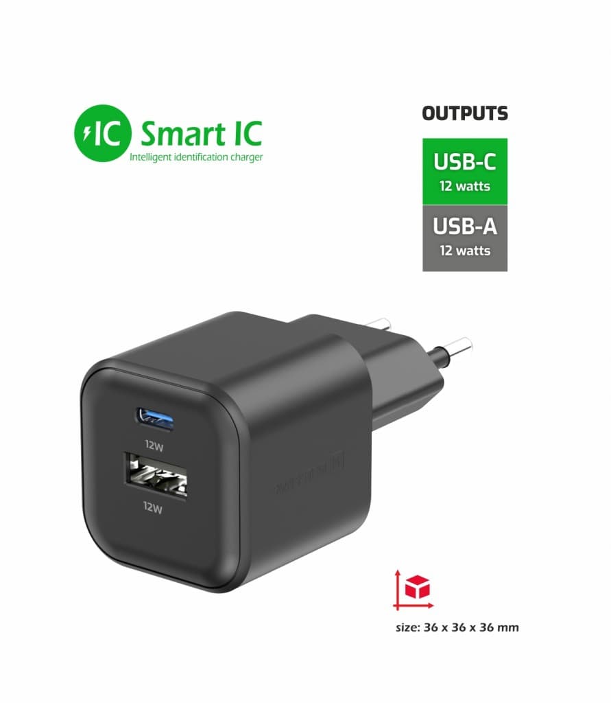 Adaptér Swissten 12W USB-A, USB-C černý - náhled 5
