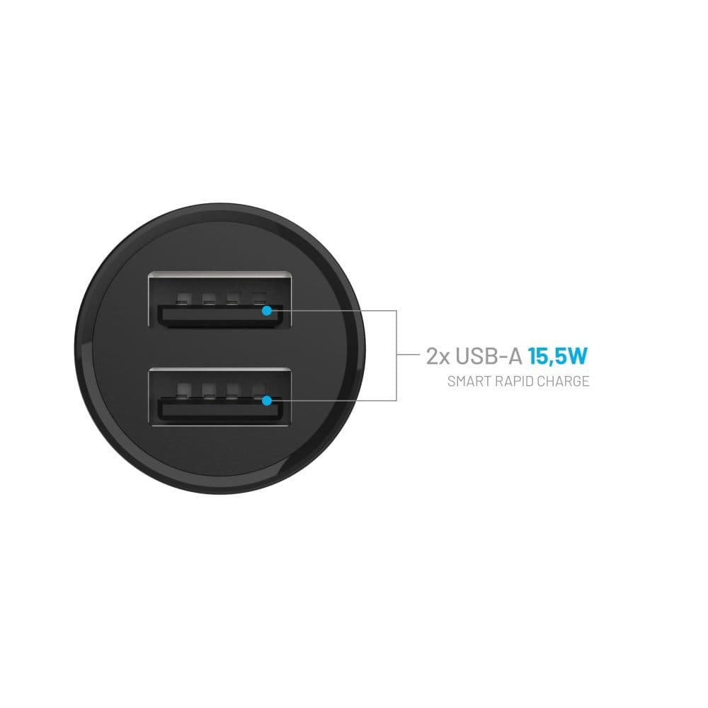 Autonabíječka FIXED s 2xUSB výstupem, 15W Smart Rapid Charge, černá - náhled 5