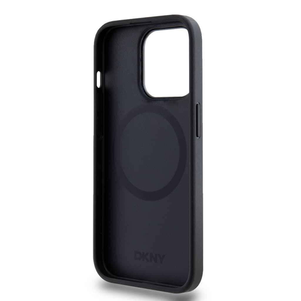Zadní Kryt DKNY PU Leather Stack Logo Magsafe pro iPhone 15 Pro černý - náhled 5