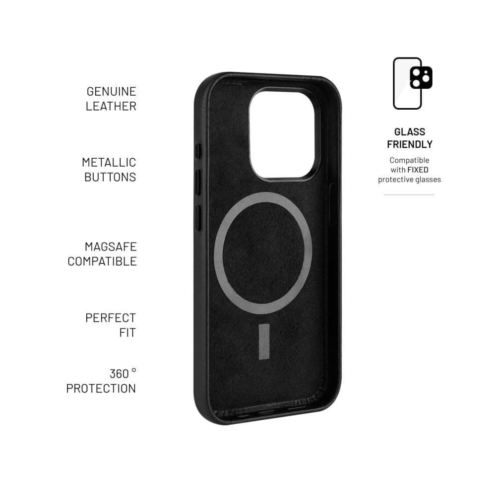 Kožený zadní kryt FIXED MagLeather s podporou MagSafe pro Apple iPhone 16 Plus, černý - náhled 5