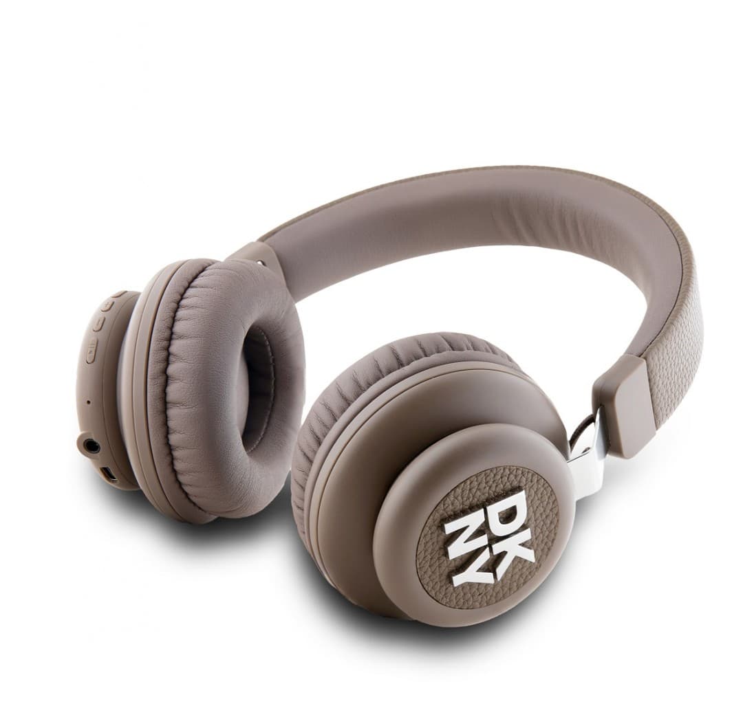 Sluchátka DKNY PU Leather Checkered Pattern Bluetooth Stereo Headphone Biege - náhled 5