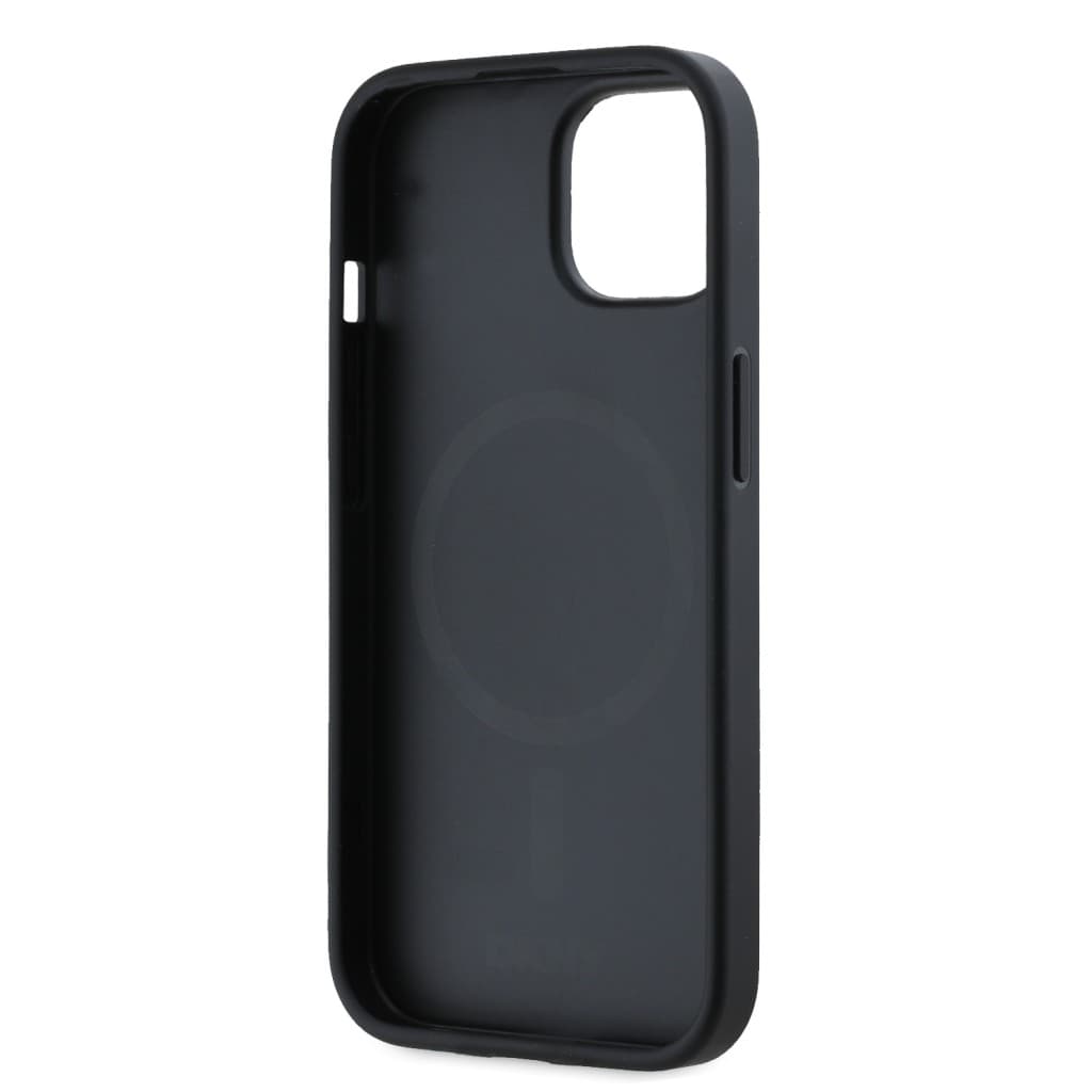 Zadní Kryt DKNY PU Leather Silver Metal Logo Magsafe pro iPhone 14 Grey - náhled 5