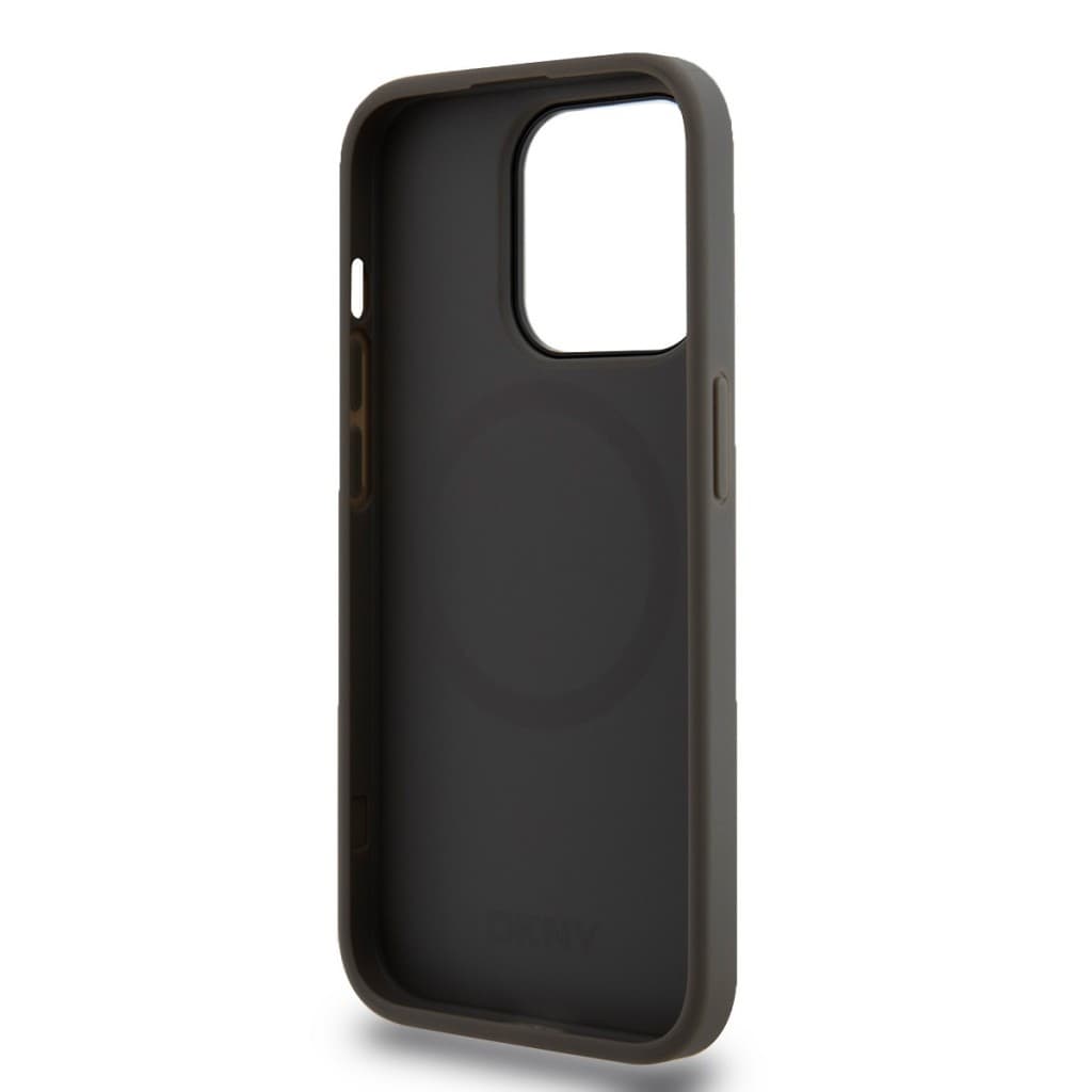 Zadní Kryt DKNY PU Leather Stack Logo Magsafe pro iPhone 15 Pro Max šedý - náhled 5