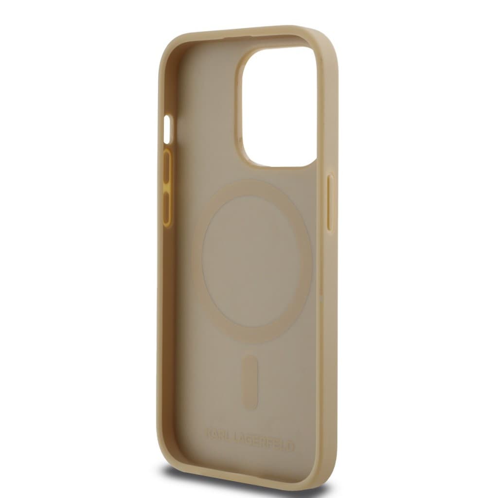 Karl Lagerfeld PU Karl Heads Pattern Magsafe Zadní Kryt pro iPhone 14 Pro Max Beige - náhled 5