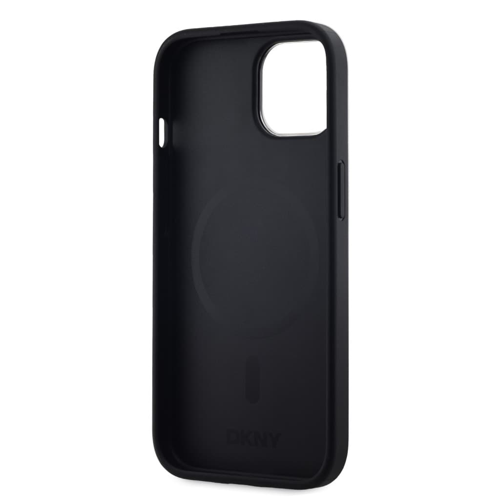 Zadní Kryt DKNY PU Leather Stack Logo Magsafe pro iPhone 15 černý - náhled 5