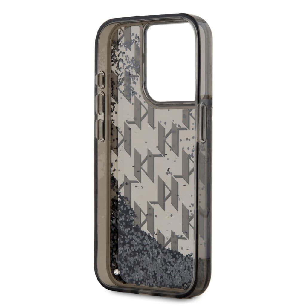 Karl Lagerfeld Liquid Glitter Monogram Gradient Zadní Kryt pro iPhone 15 Pro Max Black - náhled 5