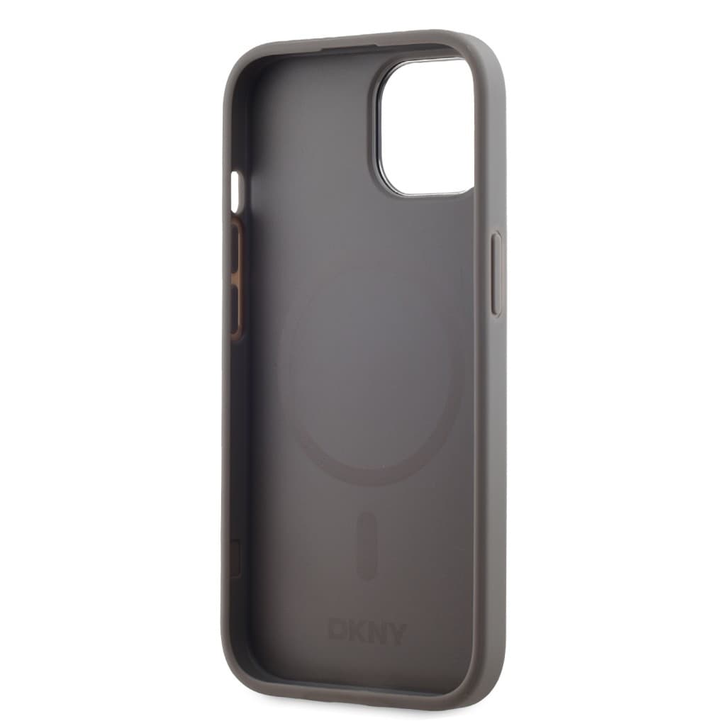 Zadní Kryt DKNY PU Leather Stack Logo Magsafe pro iPhone 15 Grey - náhled 5