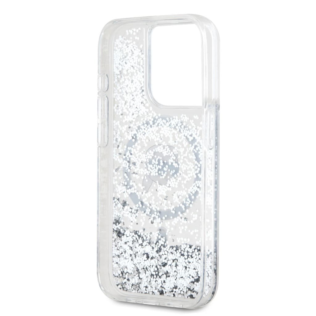 Karl Lagerfeld Liquid Glitter Karl Head MagSafe Zadní Kryt pro iPhone 15 Pro Transparent - náhled 5