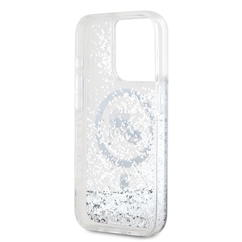 Karl Lagerfeld Liquid Glitter Karl and Choupette Heads MagSafe Zadní Kryt pro iPhone 15 Pro Transparent - náhled 5