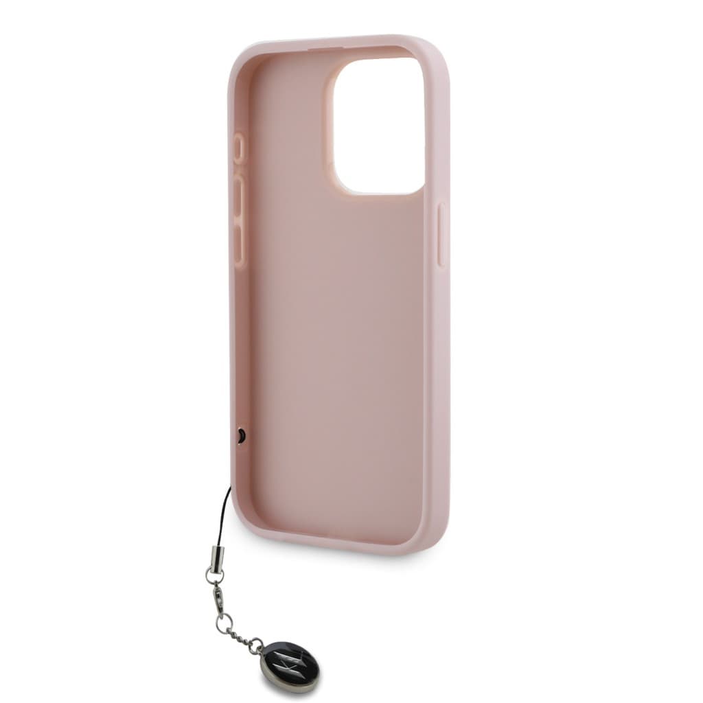 Karl Lagerfeld PU Saffiano Rhinestone Charm Zadní Kryt pro iPhone 15 Pro Max Pink - náhled 5