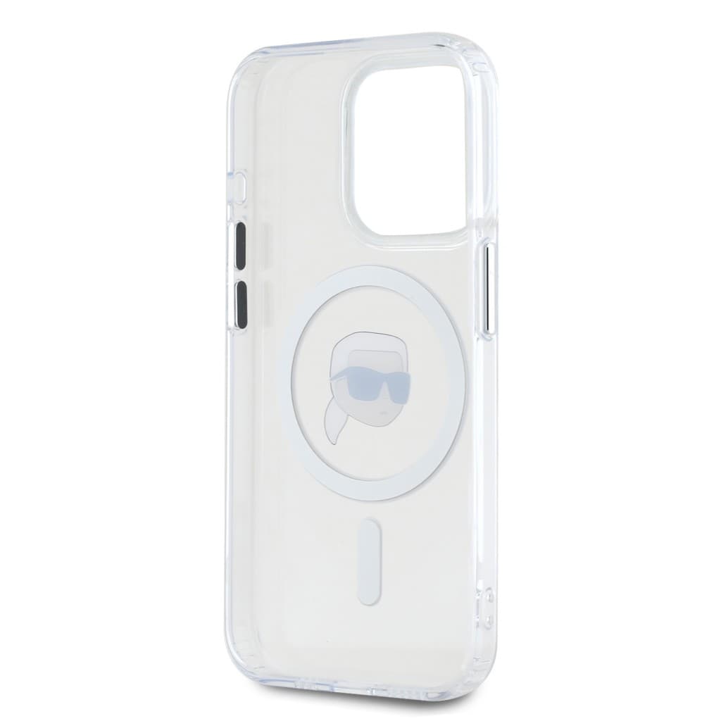 Zadní kryt Karl Lagerfeld IML Karl Head Metal Frame MagSafe pro iPhone 15 Pro Transparent - náhled 5