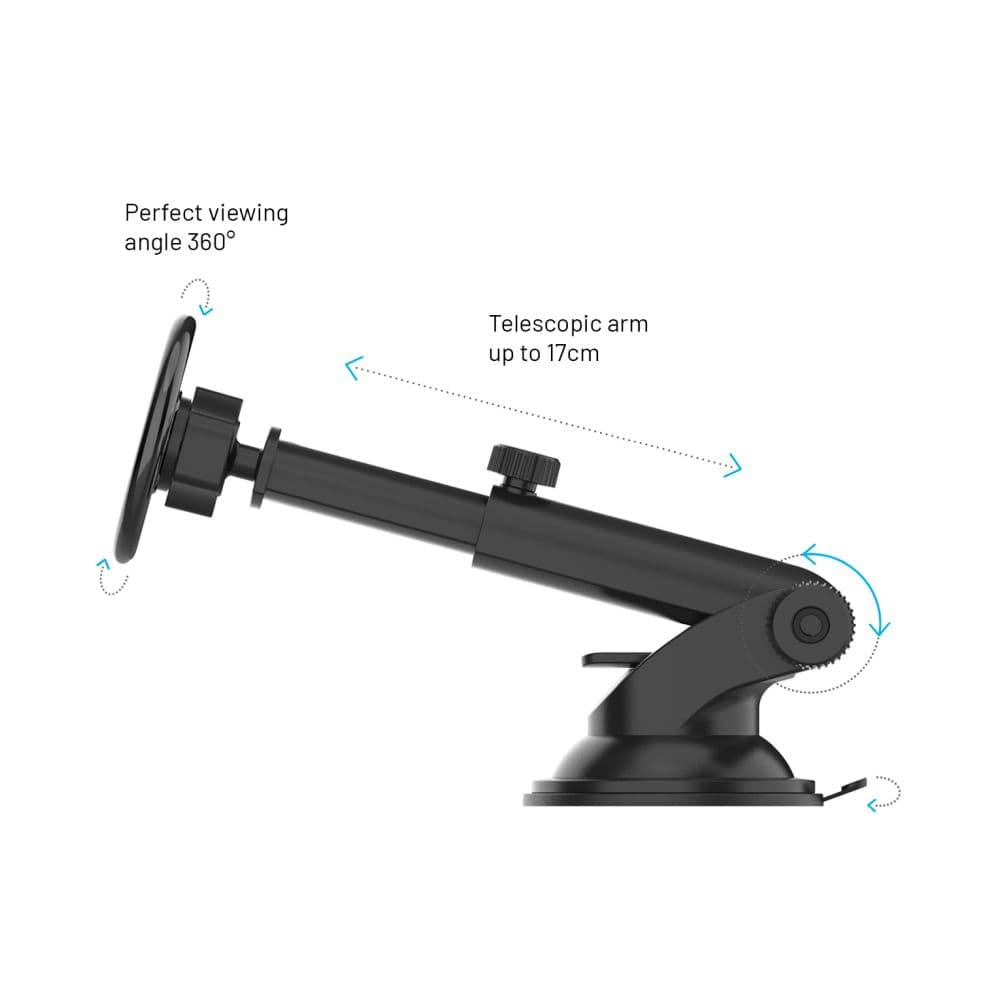 Magnetický kovový držák FIXED MagMount XL s přísavkou na sklo nebo palubní desku s podporou MagSafe, černý - náhled 5