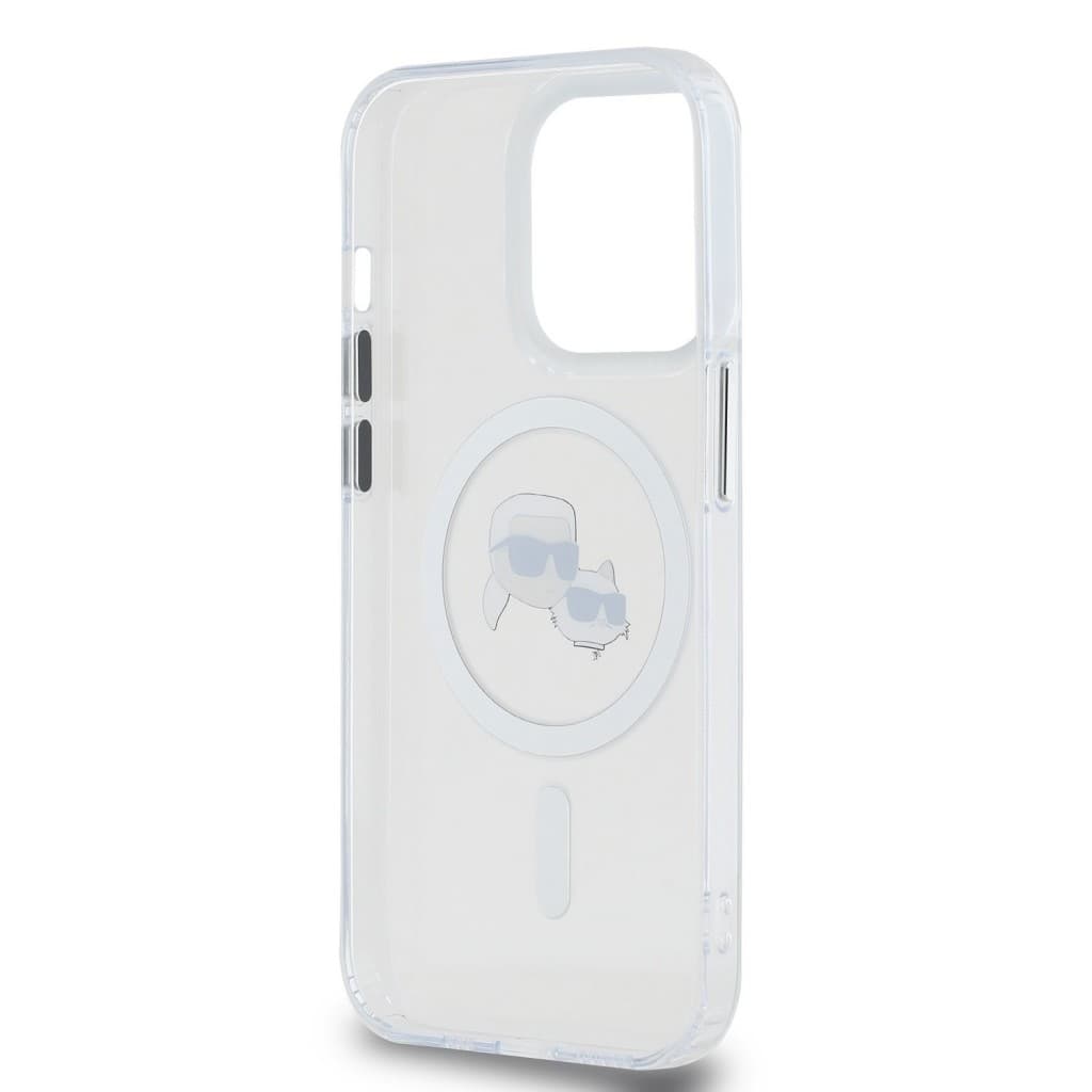 Zadní kryt Karl Lagerfeld IML K&amp;CH Heads Metal Frame MagSafe pro iPhone 15 Pro Transparent - náhled 5