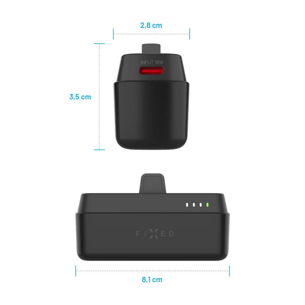 Powerbanka FIXED Zen 5 Plug-in s výstupem PD 20W, 5 000 mAh, černá - náhled 5