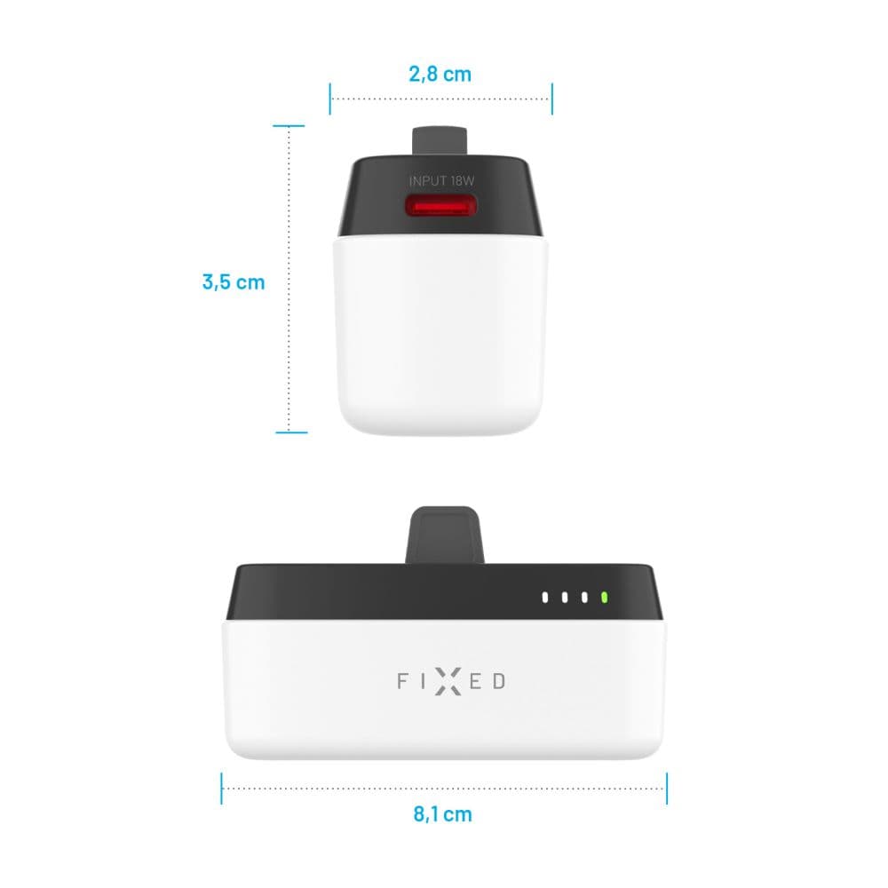 Powerbanka FIXED Zen 5 Plug-in s výstupem PD 20W, 5 000 mAh, bílá - náhled 5