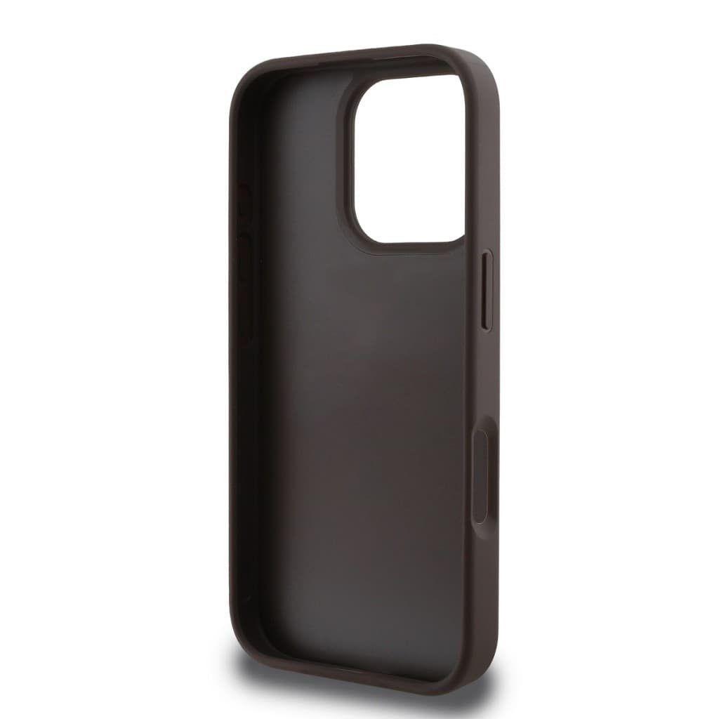 Originální zadní kryt Guess PU 4G Strass Triangle Metal Logo pro iPhone 16 Pro Max Brown - náhled 5