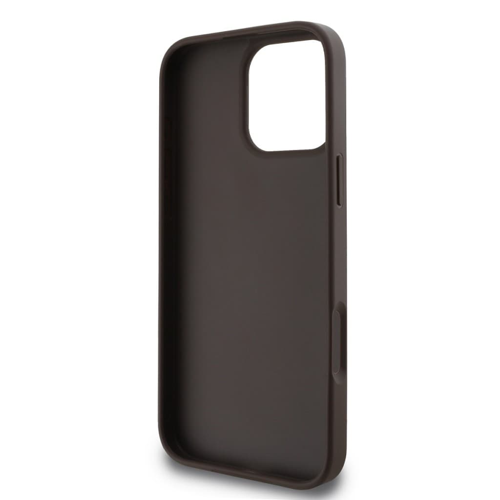 Originální zadní kryt Guess PU 4G Metal Logo pro iPhone 16 Pro Brown - náhled 5