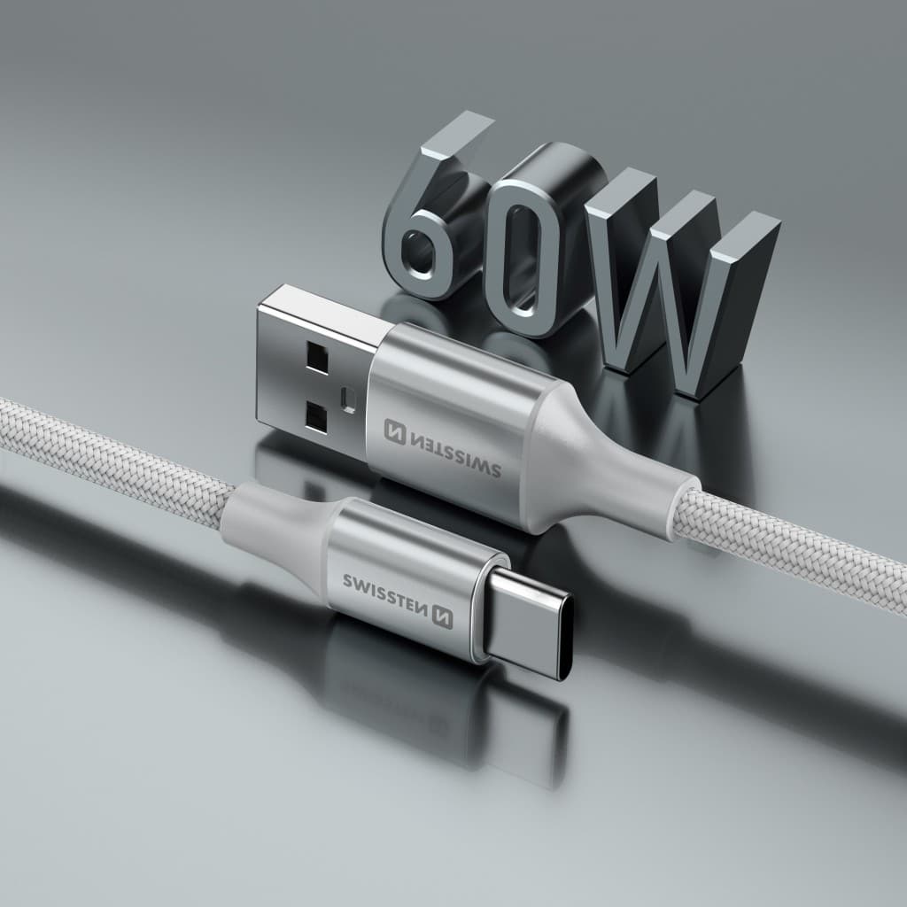 Datový kabel Swissten Textile II USB-A - USB-C 1,5 m bílý - náhled 5