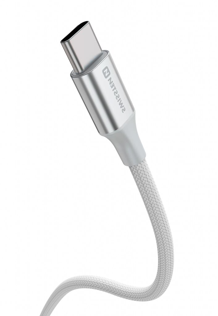 Datový kabel Swissten Textile II USB-C - USB-C 1,5 m bílý - náhled 5