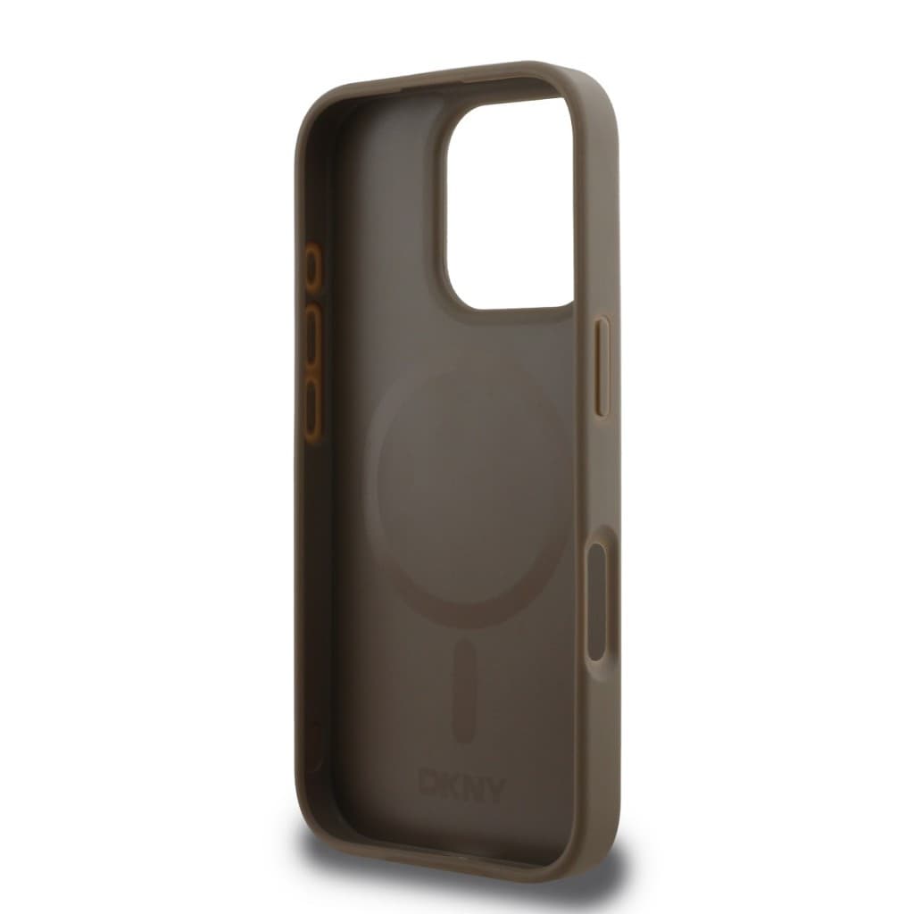 Zadní kryt DKNY PU Leather Repeat Pattern Bottom Stripe MagSafe pro iPhone 16 Pro Max Brown - náhled 5