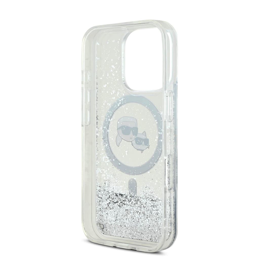 Zadní kryt Karl Lagerfeld Liquid Glitter Karl and Choupette Heads MagSafe pro iPhone 16 Pro Max Transparent - náhled 5