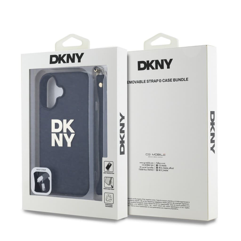 Zadní kryt DKNY PU Leather Stack Logo Wrist Strap pro iPhone 16 Black - náhled 5