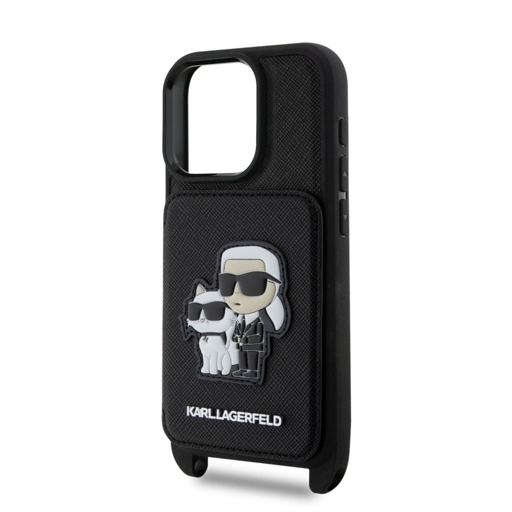 Zadní kryt Karl Lagerfeld Saffiano Crossbody Popruh Karl and Choupette pro iPhone 16 Pro Black - náhled 5