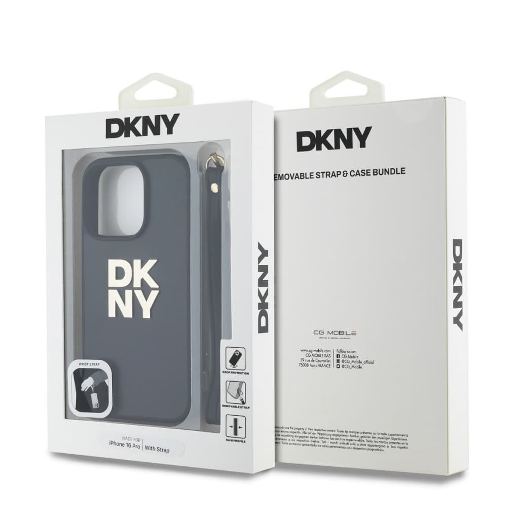 Zadní kryt DKNY PU Leather Stack Logo Wrist Strap pro iPhone 16 Pro Max Black - náhled 5