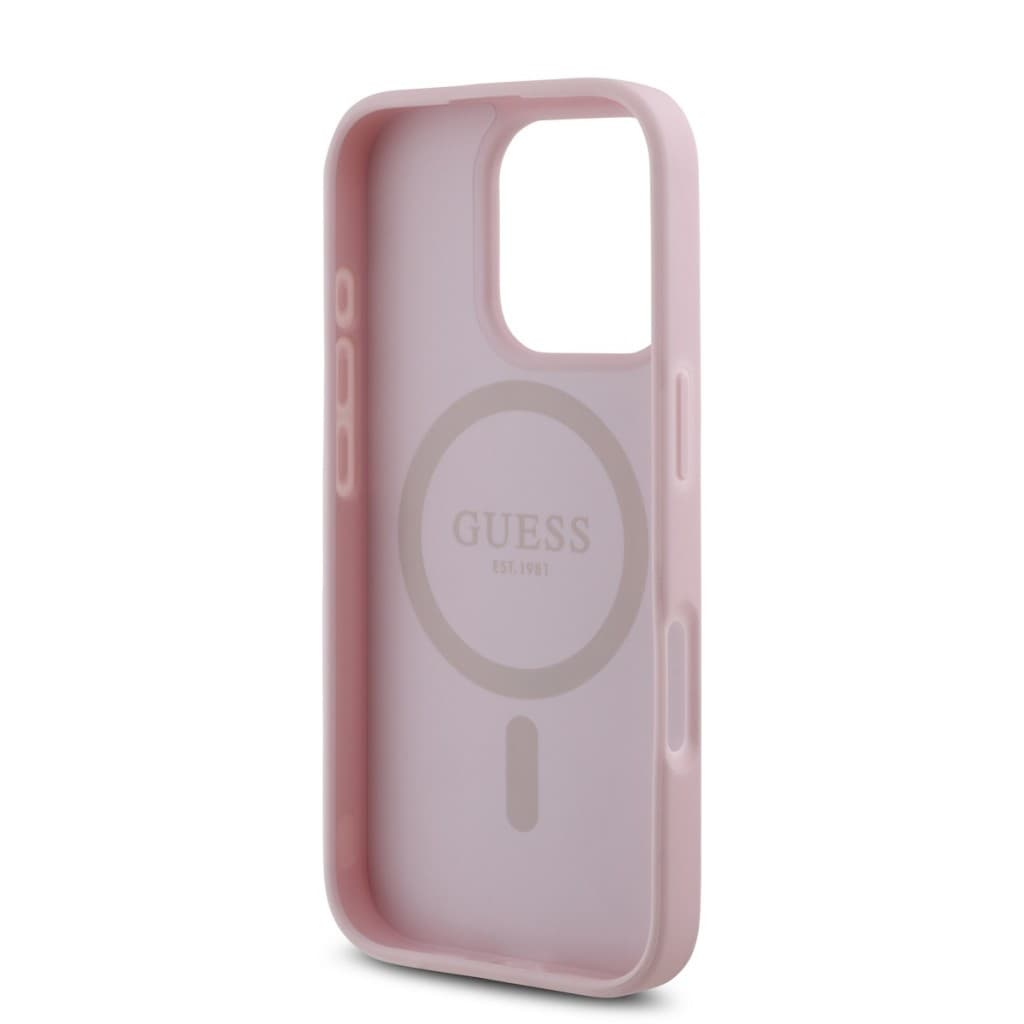 Zadní kryt Guess PU Grained 4G Small Metal Logo MagSafe pro iPhone 16 Pro Max Pink - náhled 5