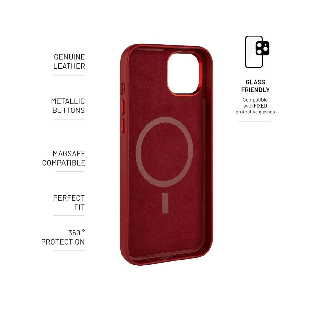 Kožený zadní kryt FIXED MagLeather s podporou MagSafe pro Samsung Galaxy S25, červený - náhled 5