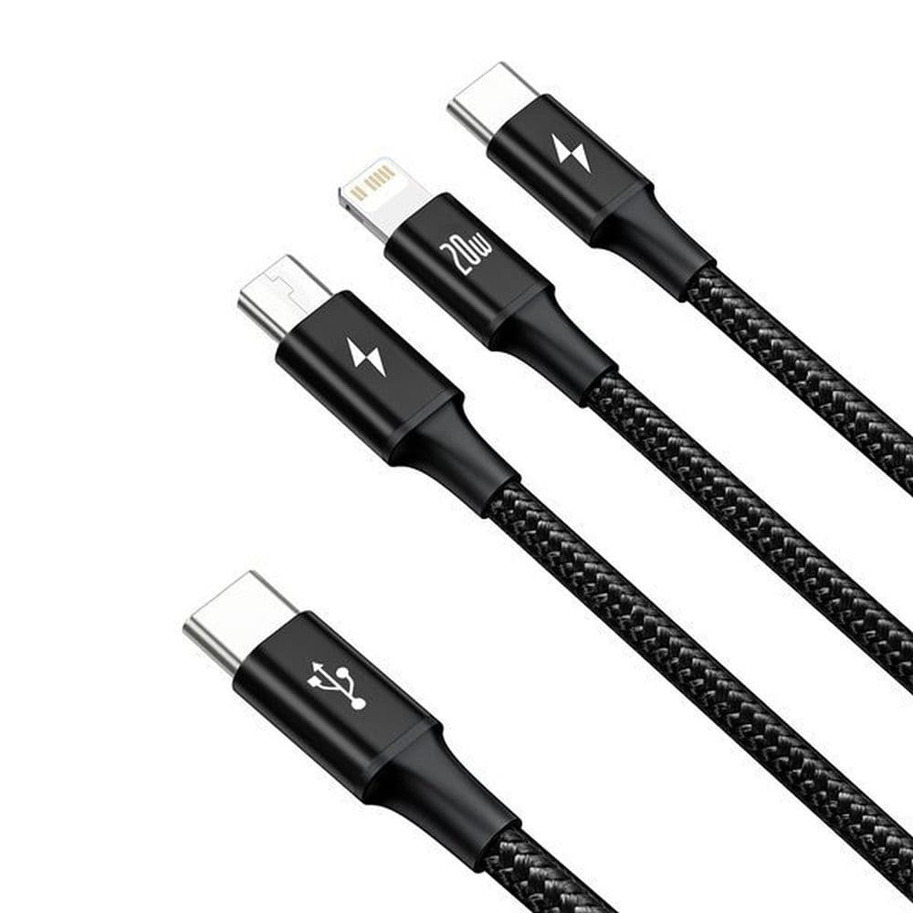 Datový kabel na mobil značky Baseus (CAMLT-SC01) 1,5m 3v1 černý 126221 - náhled 2