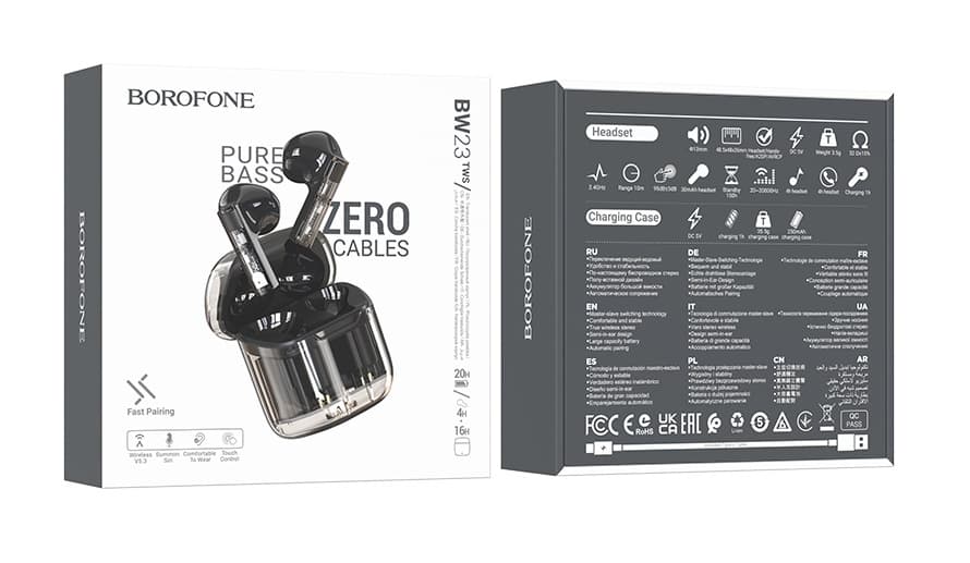 Bezdrátová sluchátka Borofone BW23 TWS černá 94471 - náhled 4