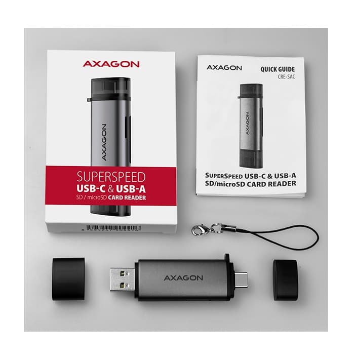 Čtečka paměťových karet AXAGON CRE-SAC USB-C a USB-A šedá 128050 - náhled 4