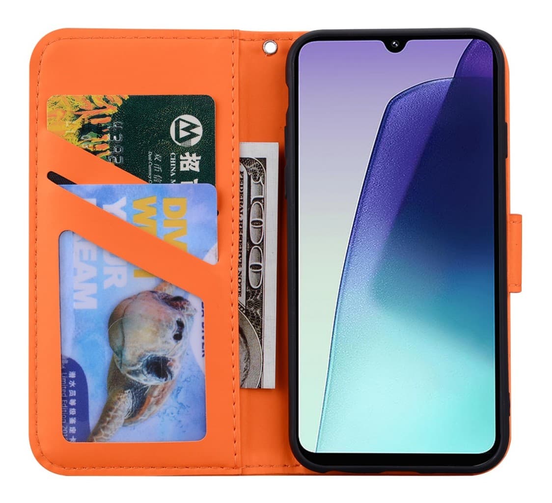 Pouzdro TopQ Xiaomi Redmi 14C knížkové oranžové s žabkou 132682 - náhled 3
