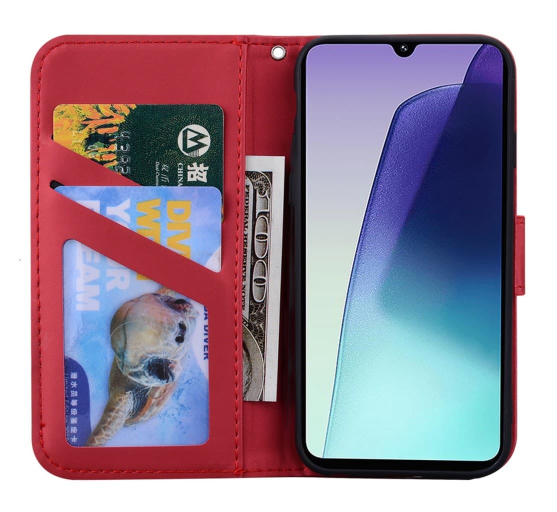 Pouzdro TopQ Xiaomi Redmi 14C knížkové vínové s kočičkou 132684 - náhled 3