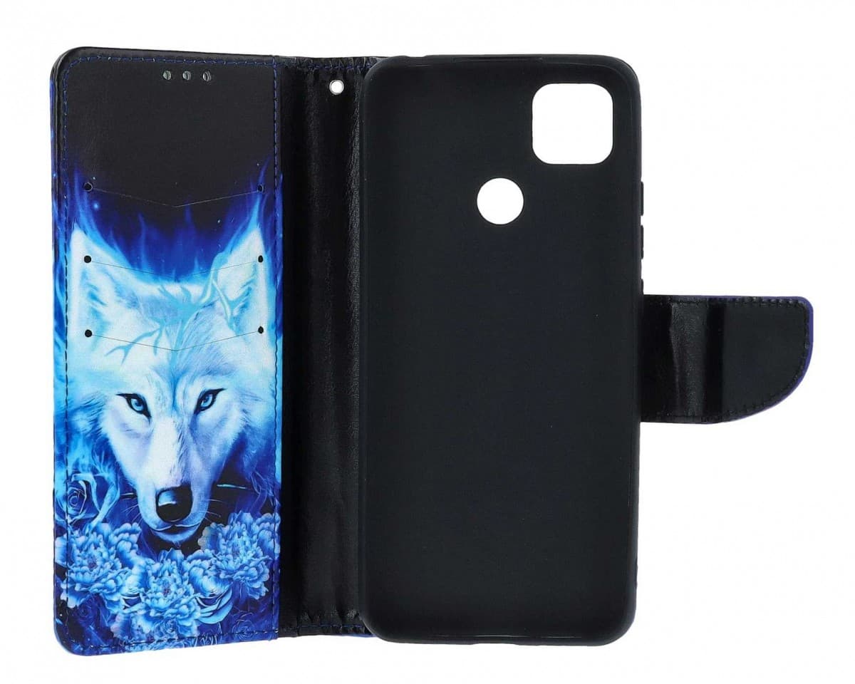 Pouzdro TopQ Xiaomi Redmi 9C knížkové Tyrkysový vlk 54470 - náhled 3