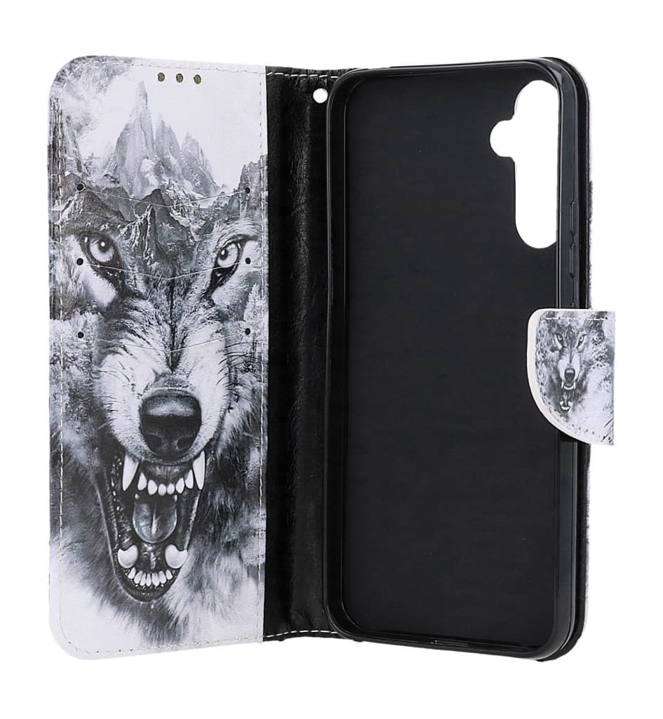 Pouzdro TopQ Samsung A34 knížkové Černobílý vlk 112617 - náhled 3