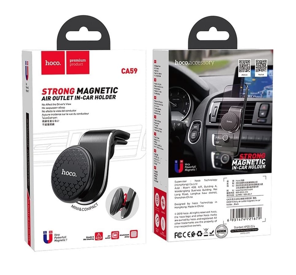 Magnetický držák na větrací mřížku HOCO CA59 černý 50496 - náhled 4