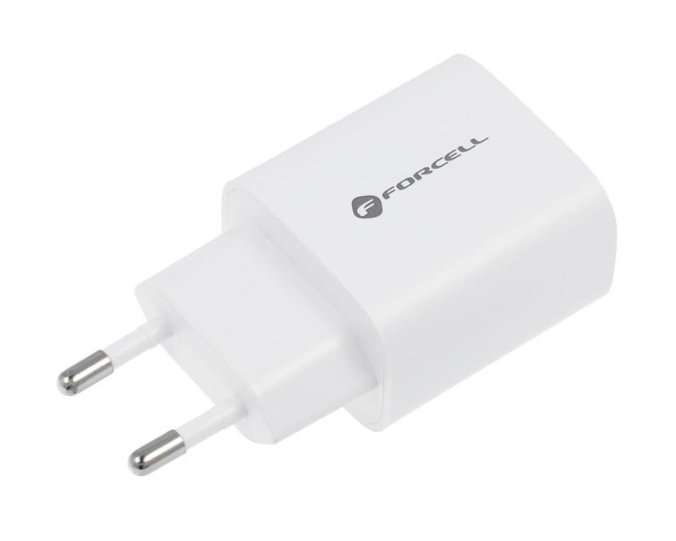 Cestovní adaptér Forcell s funkcí rychlonabíjení Dual 30W bílý 97723 - náhled 4