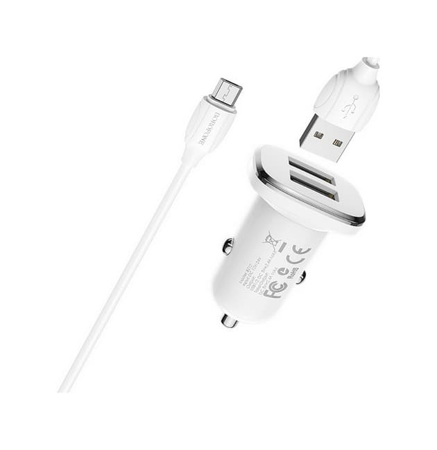 Nabíječka do auta Borofone BZ12 micro USB 2.4A Dual bílá 76689 - náhled 2