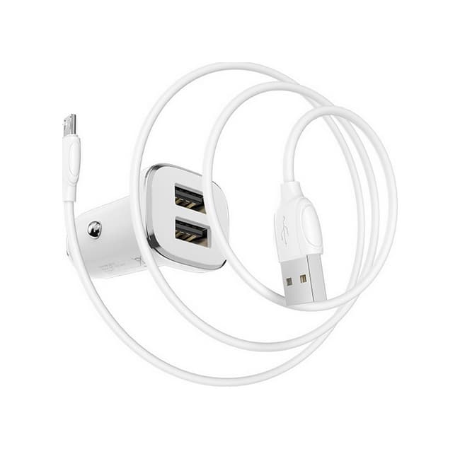 Nabíječka do auta Borofone BZ12 micro USB 2.4A Dual bílá 76689 - náhled 3