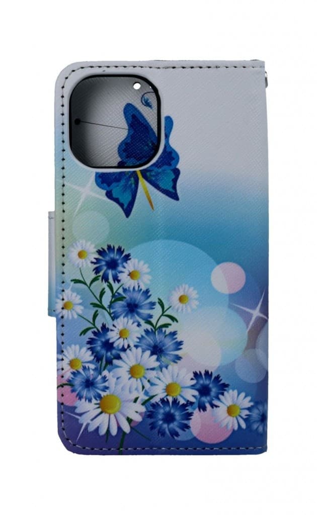 Pouzdro TopQ iPhone 13 mini knížkové Bílé s motýlkem 66376 - náhled 2