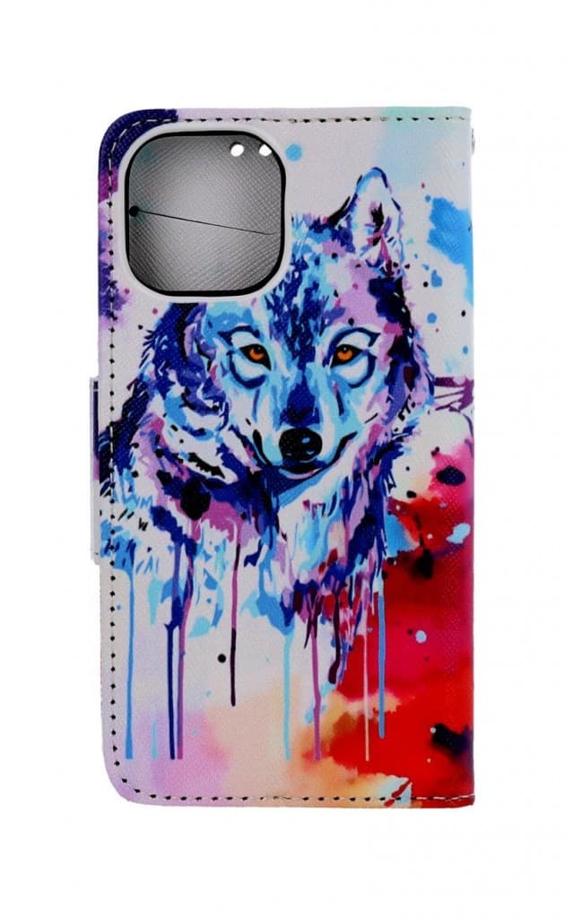 Pouzdro TopQ iPhone 13 mini knížkové Kresba vlka 66384 - náhled 2