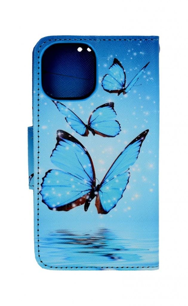 Pouzdro TopQ iPhone 13 mini knížkové Modří motýlci 66416 - náhled 2