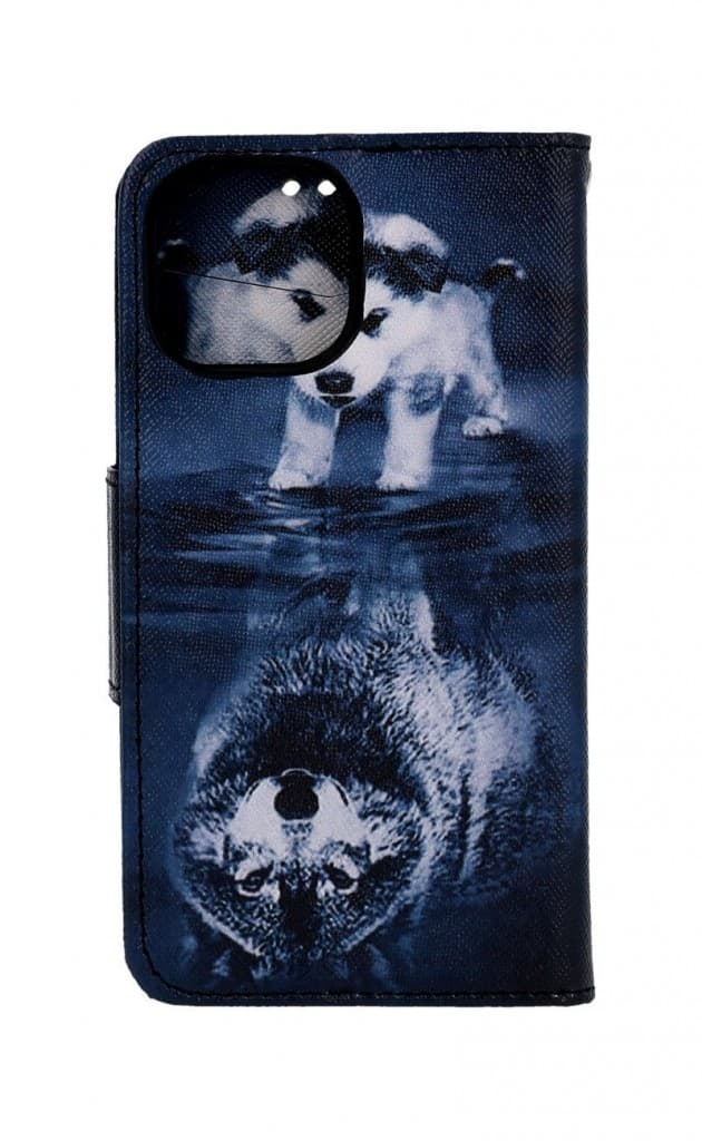 Pouzdro TopQ iPhone 13 mini knížkové Odraz vlka 66419 - náhled 2