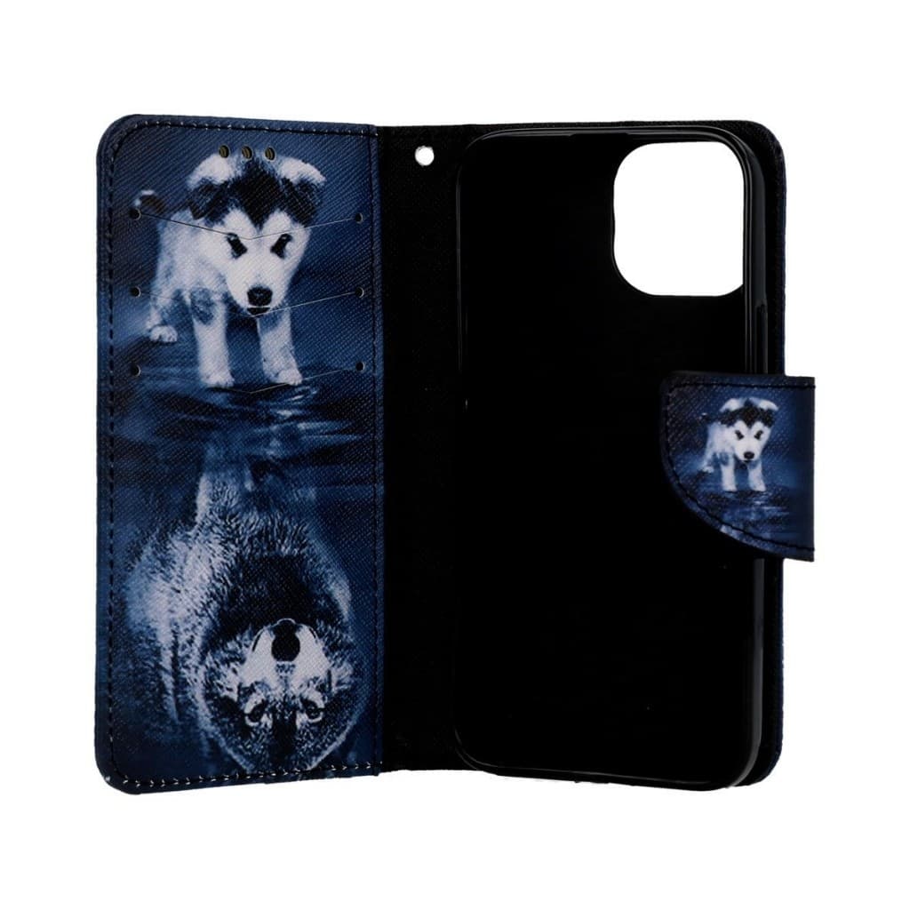 Pouzdro TopQ iPhone 13 mini knížkové Odraz vlka 66419 - náhled 3