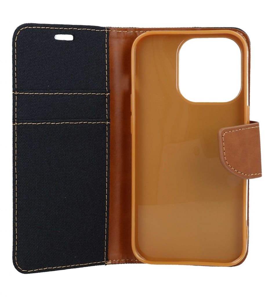 Pouzdro Canvas iPhone 14 Pro knížkové černé 108441 - náhled 3