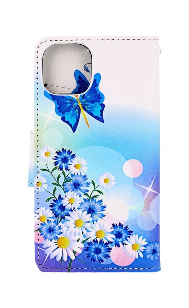 Pouzdro TopQ iPhone 13 knížkové Bílé s motýlkem 66322 - náhled 2