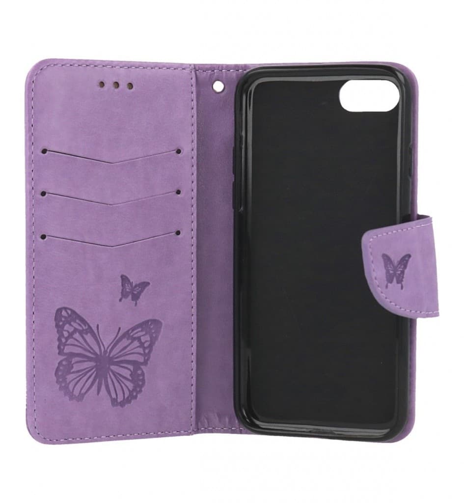 Pouzdro TopQ iPhone SE 2022 knížkové Butterfly fialové 75013 - náhled 3
