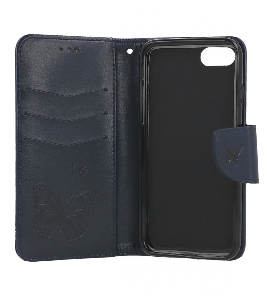 Pouzdro TopQ iPhone SE 2022 knížkové Butterfly modré tmavé 75015 - náhled 3